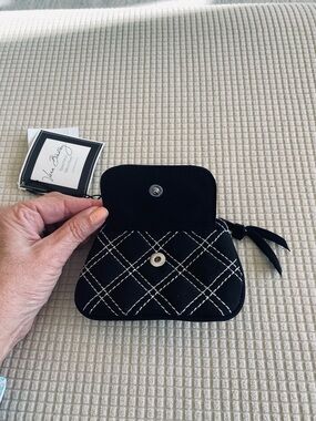 Vera Bradley Black Coin Purse with White Stitching